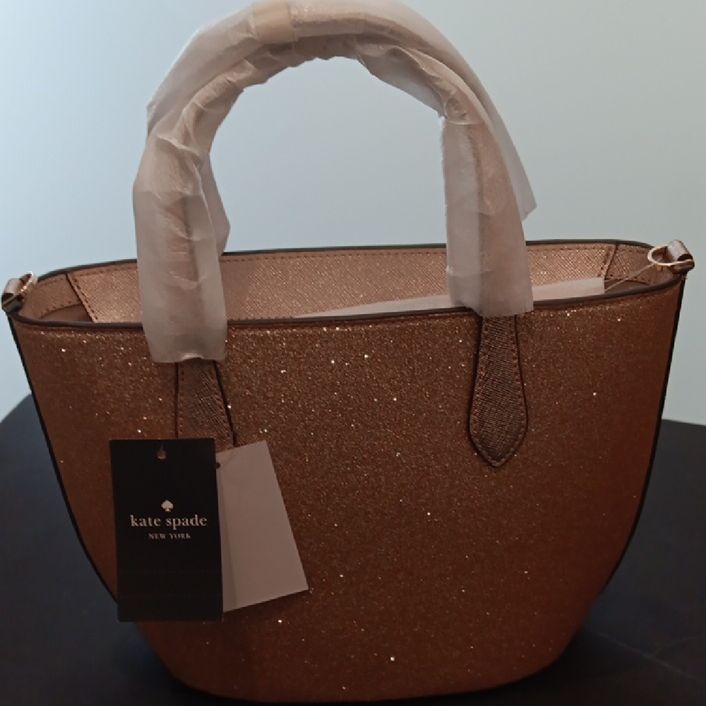 kate spade rose gold glitter mini tote